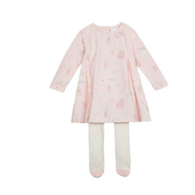 Baby girls' pink printed top with tights